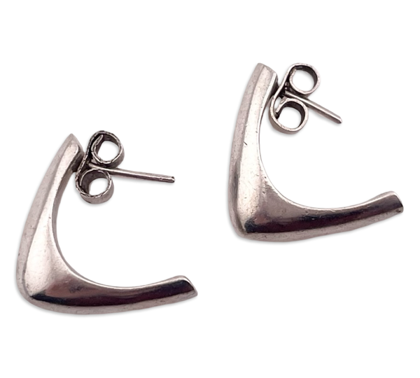 sterling silver Mexican modern L shaped chunky stoneless post earrings