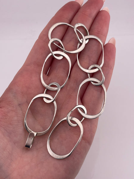 sterling silver 8 7/8" Mexican stoneless oval link bracelet