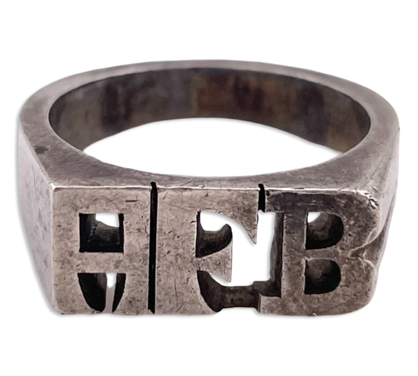 size 8.75 sterling silver 'AFB' initials ring