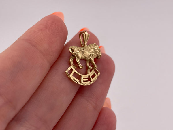 14k gold Leo the Lion zodiac pendant