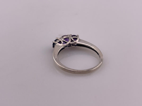size 6.75 sterling silver triple faceted amethyst ring