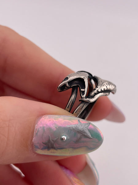 size 6.75 sterling silver double snake head ring **AS IS**