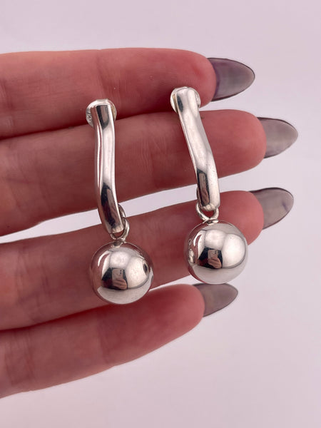 sterling silver Silpada stoneless bar ball post dangle earrings