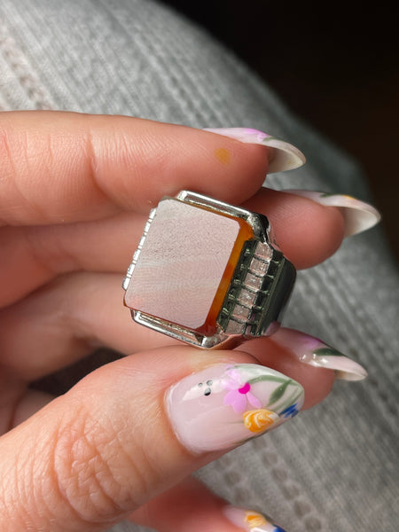 size 8 sterling silver rhodium plated Clark and Coombs ring