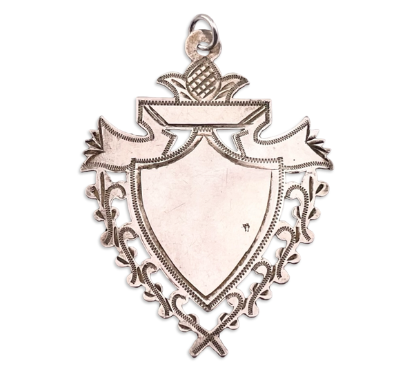 sterling silver thin shield pendant