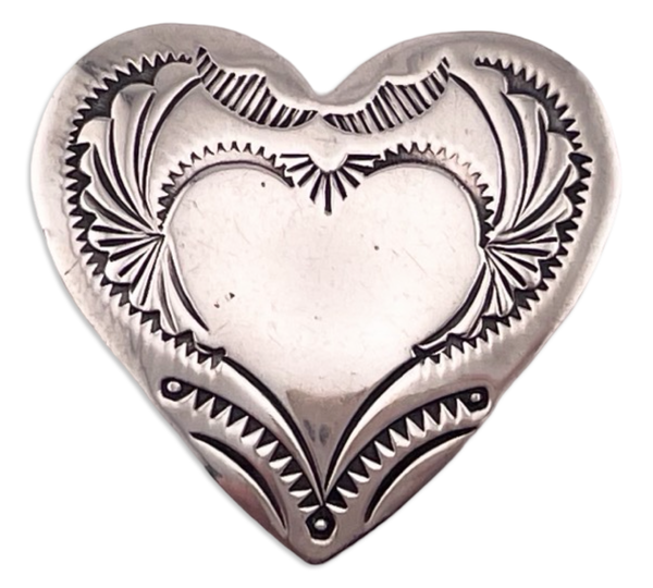sterling silver Joan Slifka Designs stamped heart pendant brooch