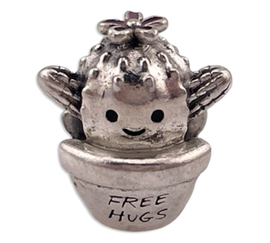 sterling silver Pandora “FREE HUGS” succulent cactus bracelet bead charm pendant