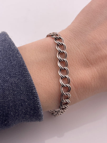sterling silver 8-1/4" double link chain bracelet