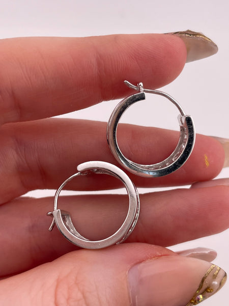 sterling silver Roman numeral hoop earrings