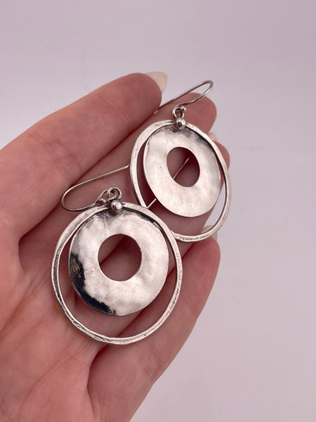sterling silver Silpada stoneless hammered circle dangle earrings
