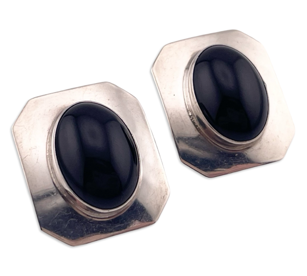 sterling silver onyx post earrings