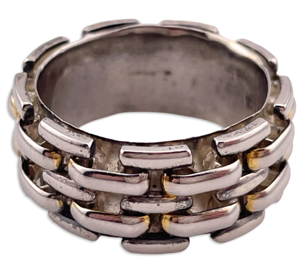 size 6.75 sterling silver panther link style band ring