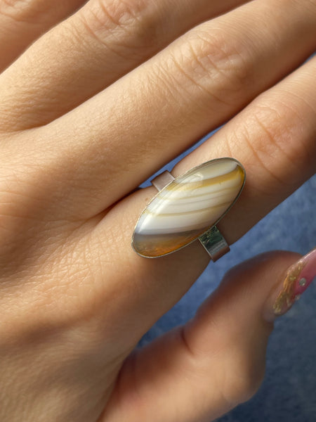size 7.25 sterling silver agate ring