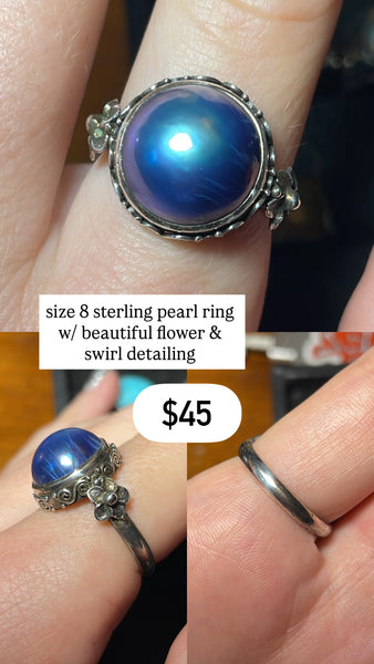 RESERVED PRIVATE LISTING -- sterling silver pearl ring A6