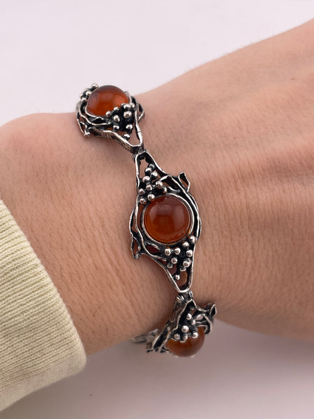 sterling silver 7 1/2" amber link bracelet