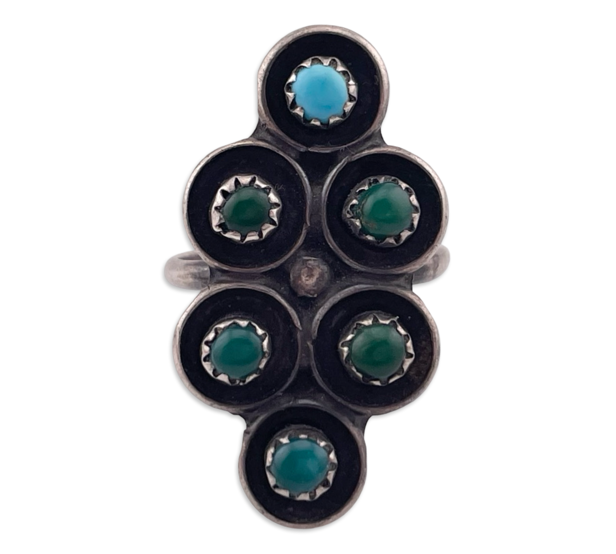 size 6.5 sterling silver turquoise snake eye pattern ring