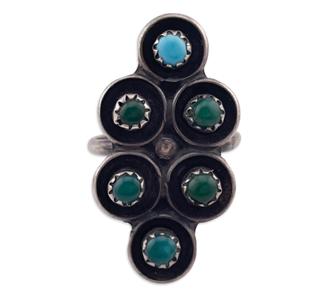 size 6.5 sterling silver turquoise snake eye pattern ring