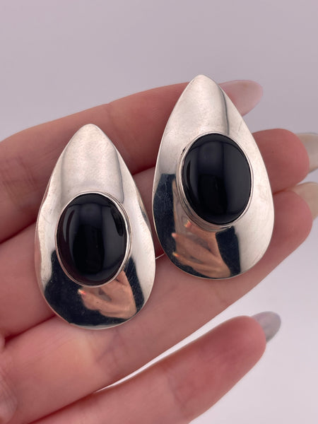 sterling silver Carol Felley onyx post earrings