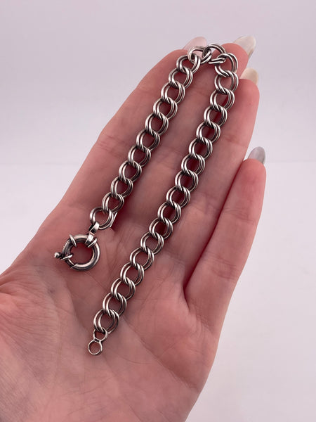 sterling silver 8-1/4" double link chain bracelet