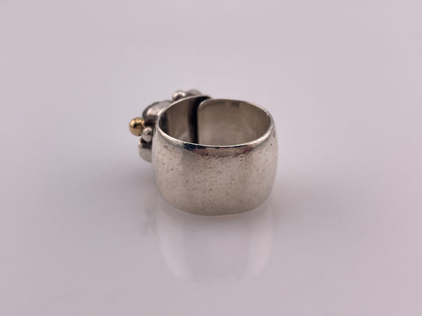 size 5.5 sterling silver & 14k gold Lily Barrack artisan quartz rough diamond adjustable ring
