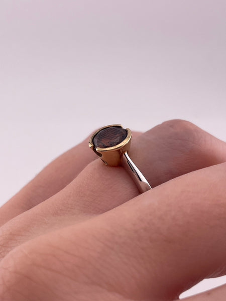 size 6 sterling silver gold wash faceted glass CZ  ring