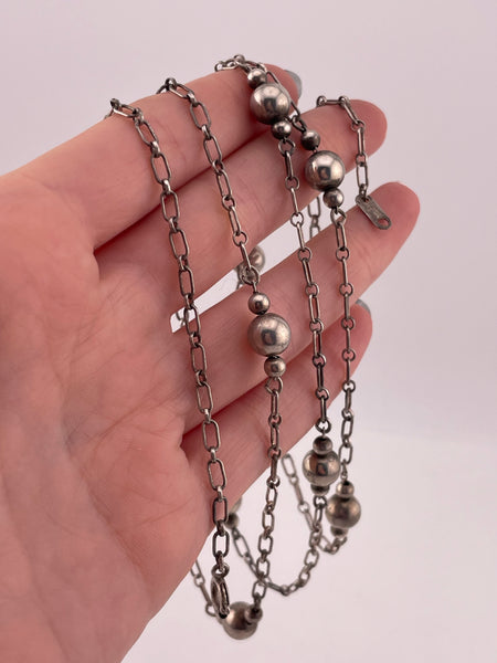sterling silver 41" spacer ball layer necklace