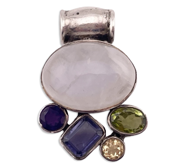 sterling silver rainbow moonstone amethyst iolite citrine peridot pendant