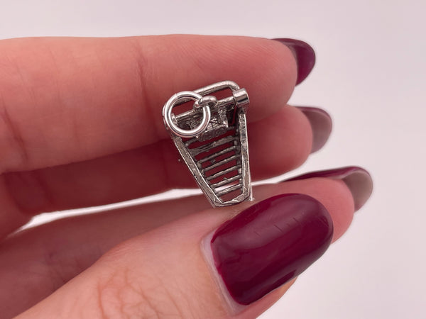 sterling silver rhodium plated shopping cart pendant