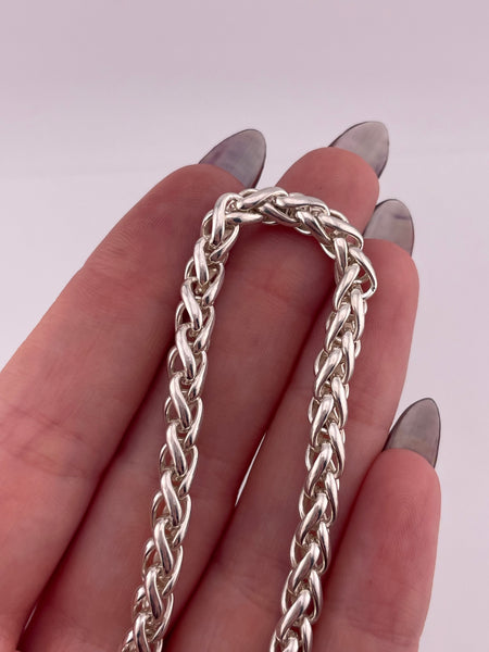 sterling silver 7 3/8" wheat chain link bracelet
