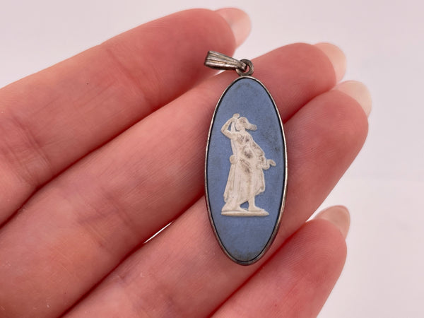 sterling silver Wedgwood pottery pendant