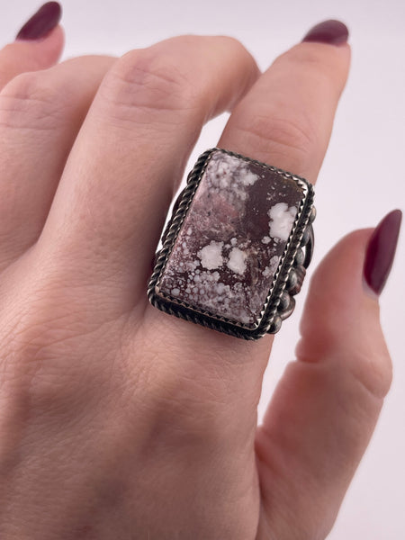 size 13.75 sterling silver Garrison Boyd Navajo crazy horse magnesite rectangle ring