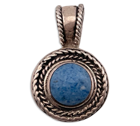 sterling silver denim lapis pendant