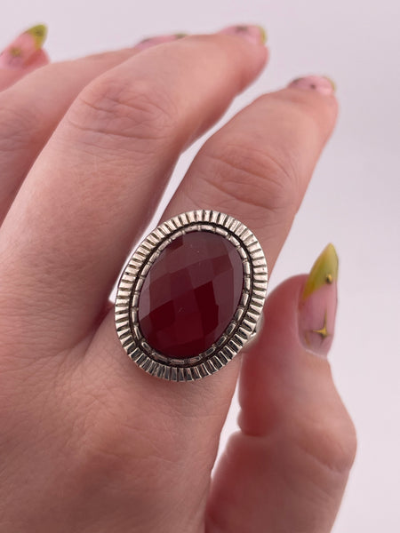 size 10 sterling silver faceted carnelian ring