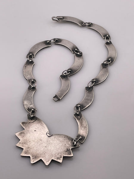 sterling silver Mexican onyx & abalone necklace **AS IS**