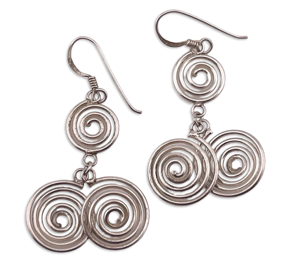 sterling silver stoneless spiral dangle earrings