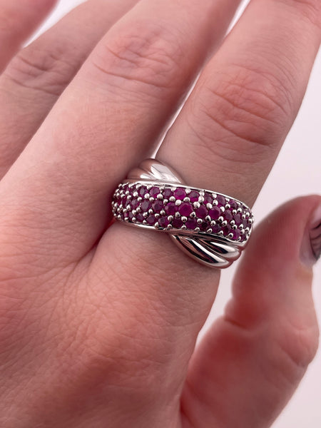 size 8 sterling silver lab ruby ring