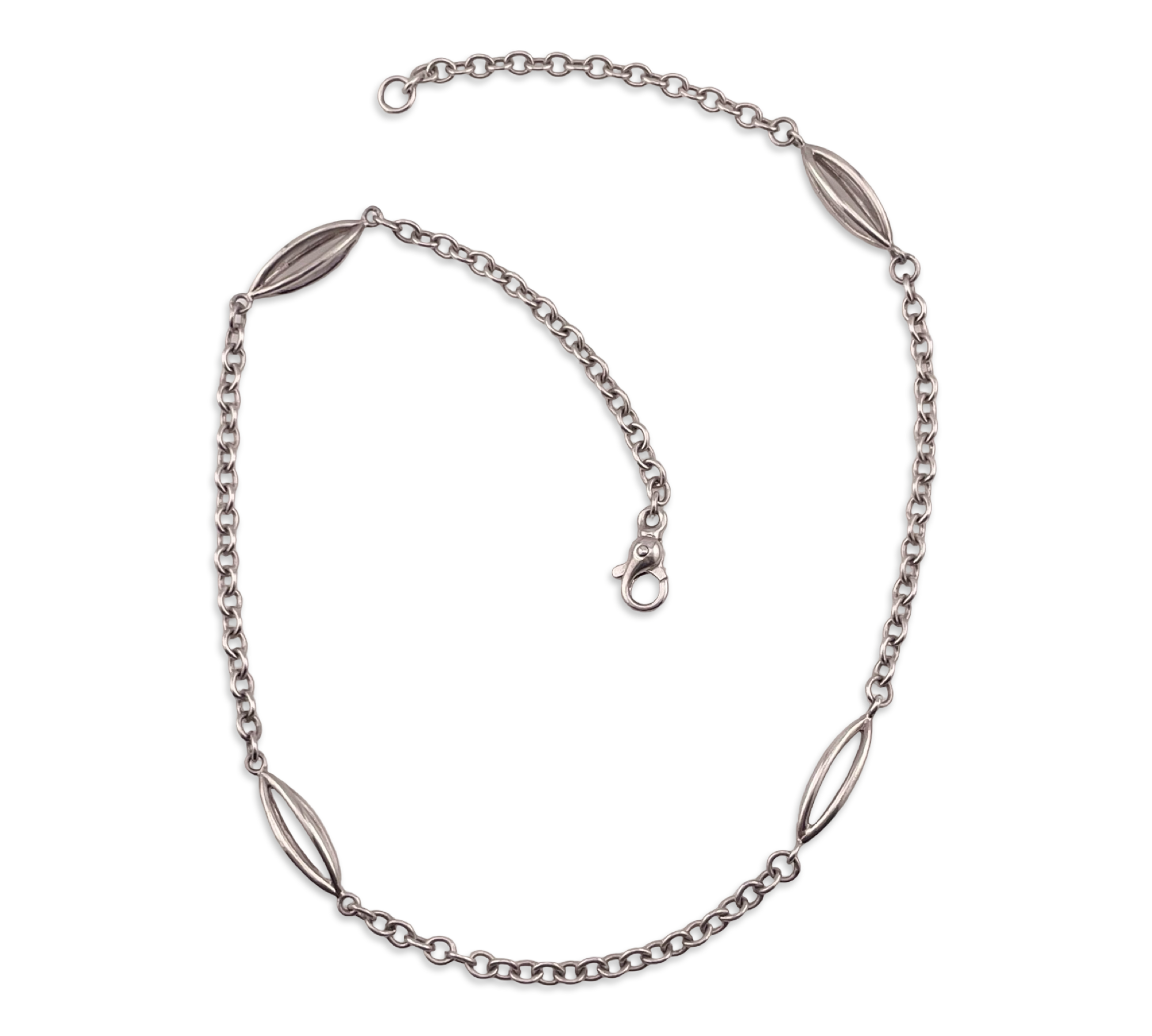 sterling silver 17-3/8" cable link spacer necklace