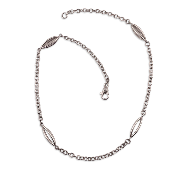 sterling silver 17-3/8" cable link spacer necklace