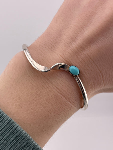 sterling silver 6-1/4" twisted turquoise bracelet