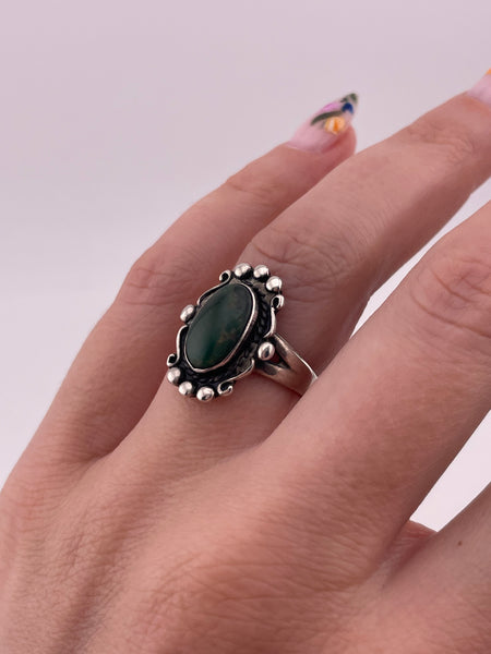 size 6.5 sterling silver Bell Trading Post green turquoise ring
