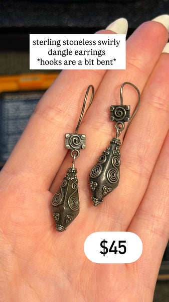 RESERVED PRIVATE LISTING -- sterling silver swirly earrings A9