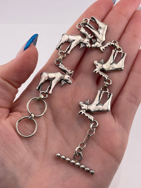 sterling silver artisan Glen Sandoval moose link bracelet