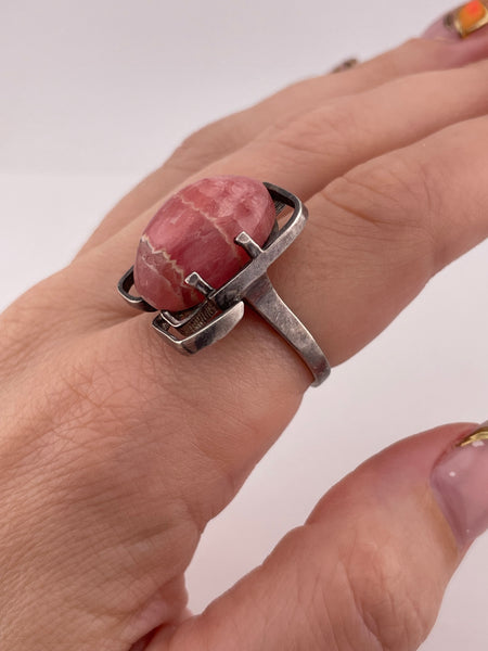 size 7.5 sterling silver rhodochrosite ring **AS IS**