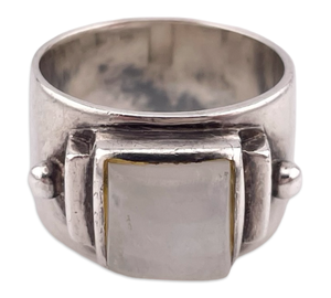 size 8.25 sterling silver rainbow moonstone wide band ring