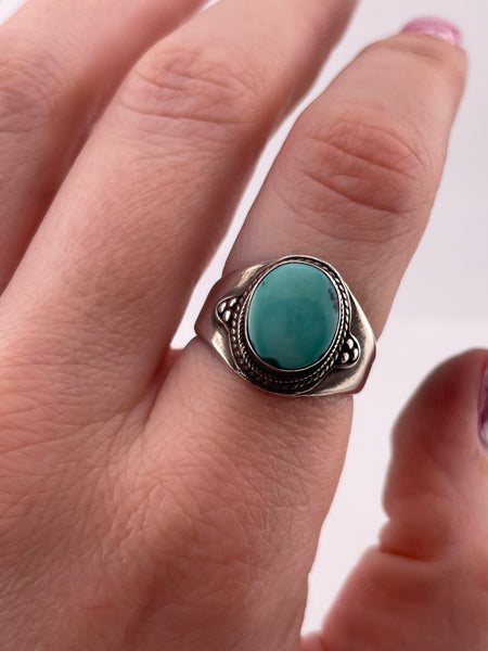 size 7.75 sterling silver stabilized turquoise ring