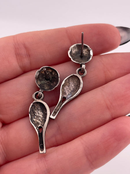 sterling silver tennis post dangle earrings