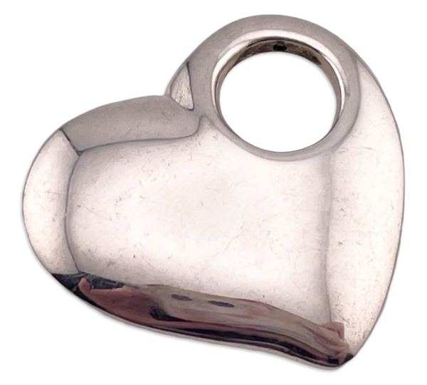 sterling silver puffy heart stoneless pendant