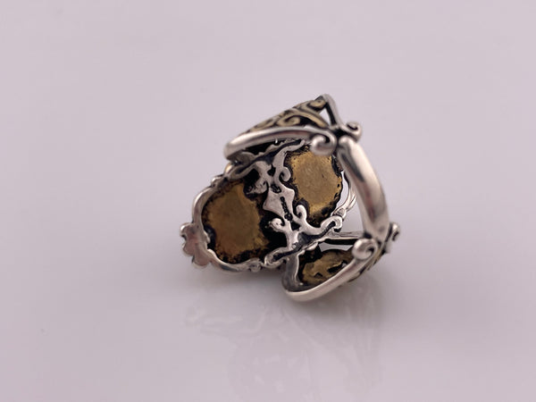 size 8.25 sterling silver & brass Relios Carolyn Pollack labradorite ring