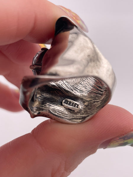 size 7 sterling silver rhinestone wavy ring