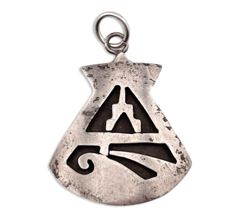 sterling silver stoneless overlay cut-out design pendant